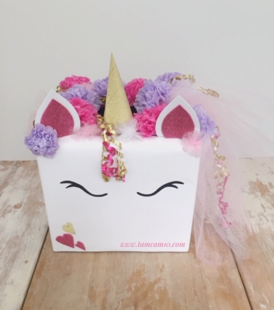 Unicorn Valentines Box, Pink Purple & Gold